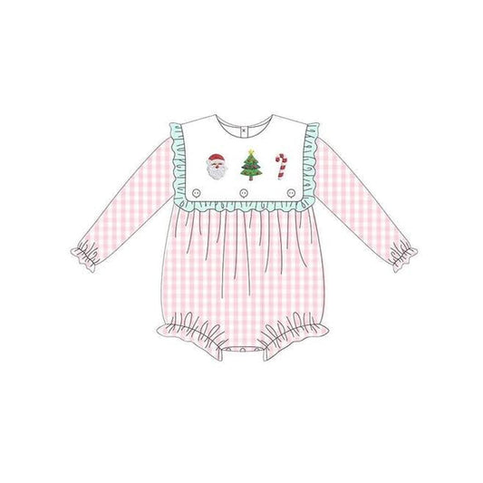 Toddle kids girls Christmas santa tree candy cane long sleeve romper