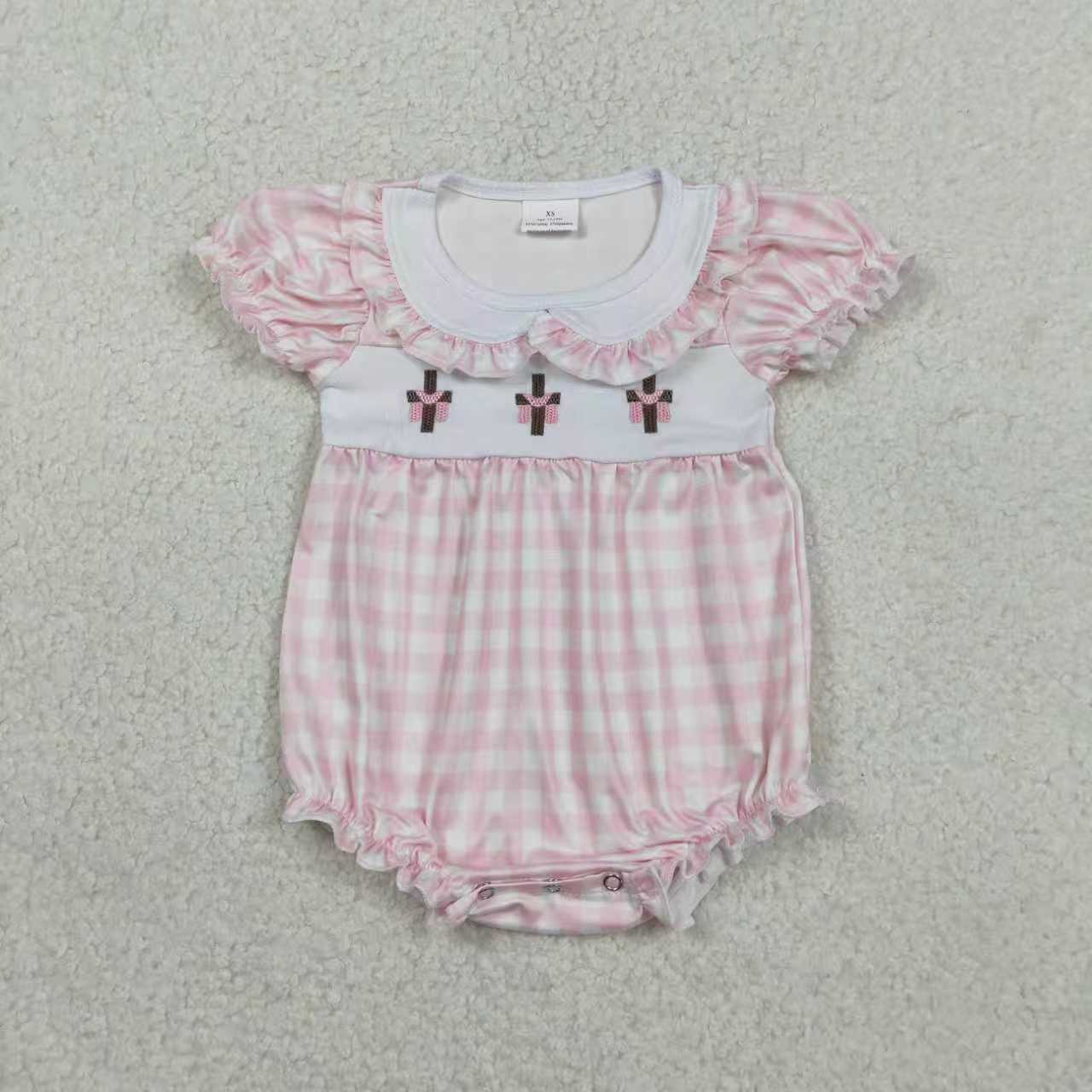 Embroidery easter cross design sister brother matching clothes