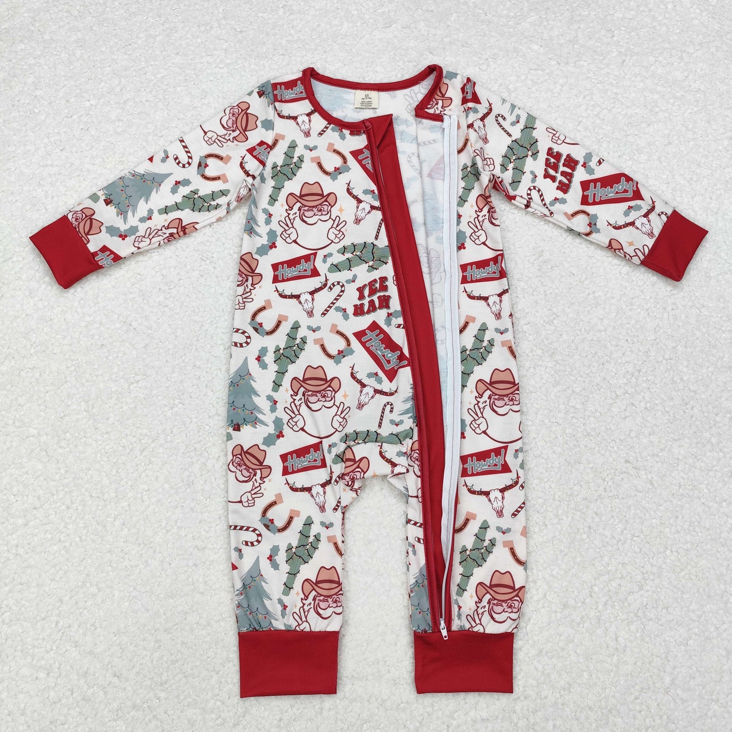 sister brother western christmas santa claus matching pajama set