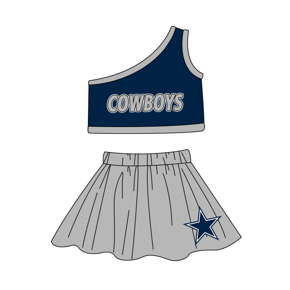 baby girls cowboy cheer skirt 2pcs outfit