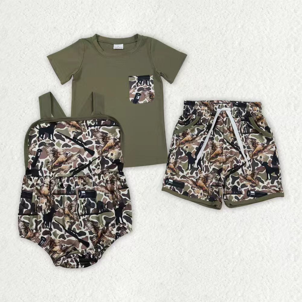 Duck deer top matching shorts boy summer outfit