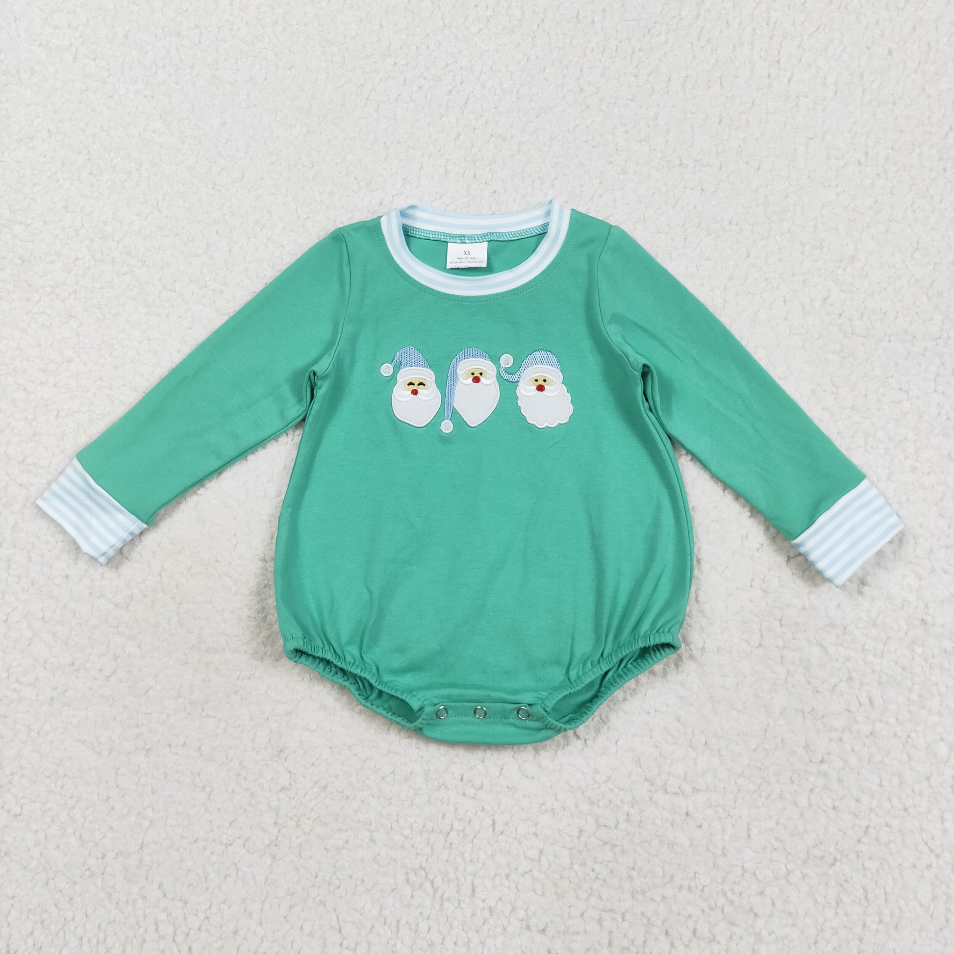 Embroidery Christmas Santa Claus boy long sleeve fall winter outfit