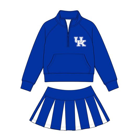 Kids long sleeve team pullover top matching skorts outfit wholesal factory price