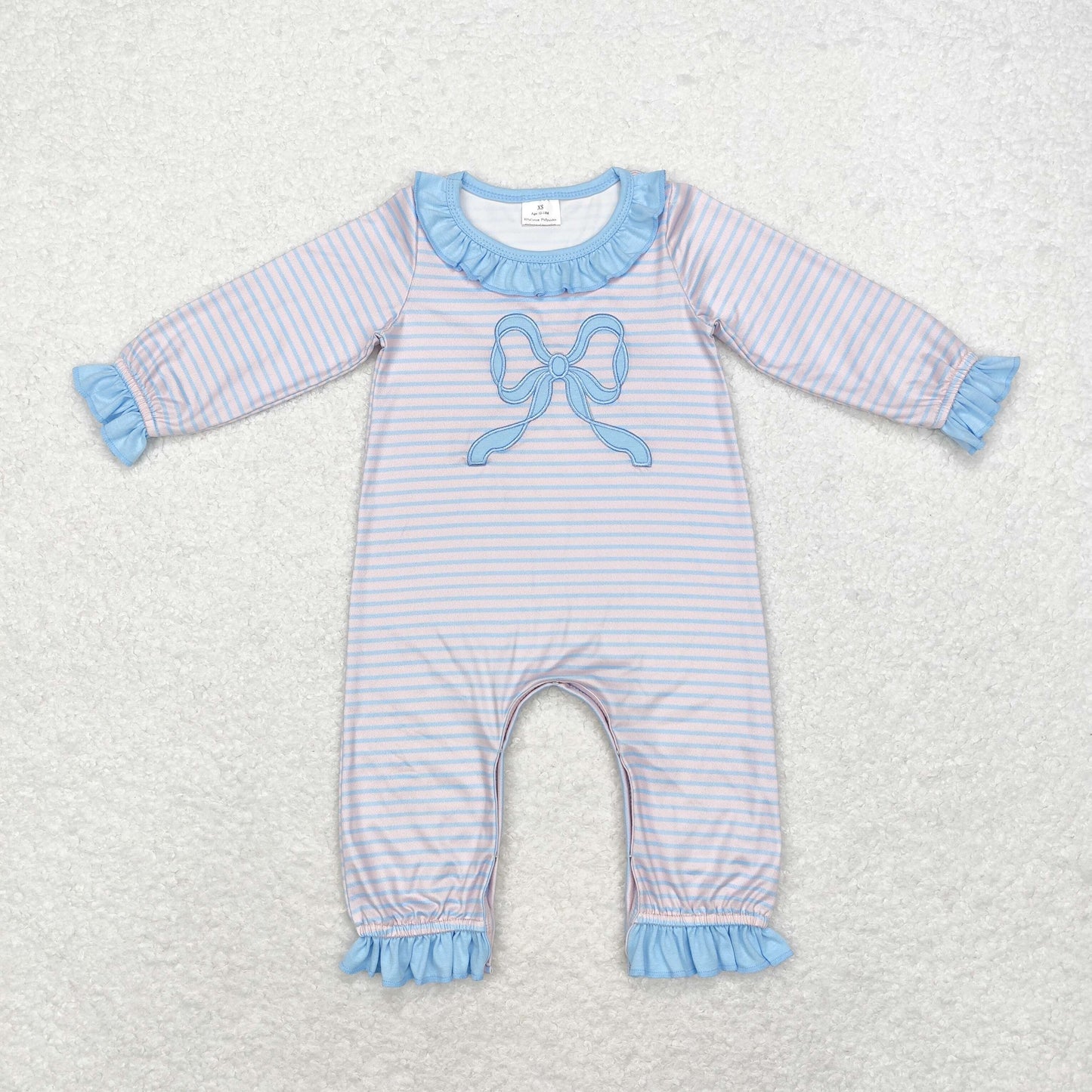 Sister brother embroidery bow pocket outfit clothes