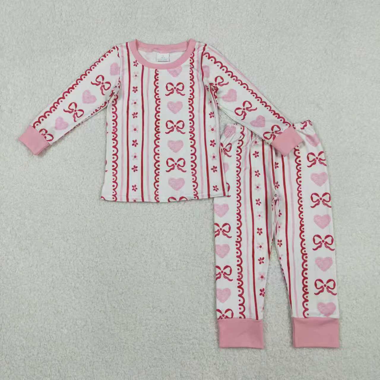 Toddle girls pink bow design long sleeve romper