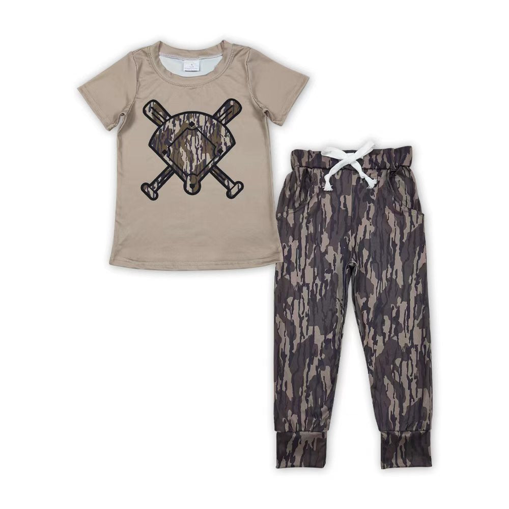 Baseball camo top matching pants kids boy outfit