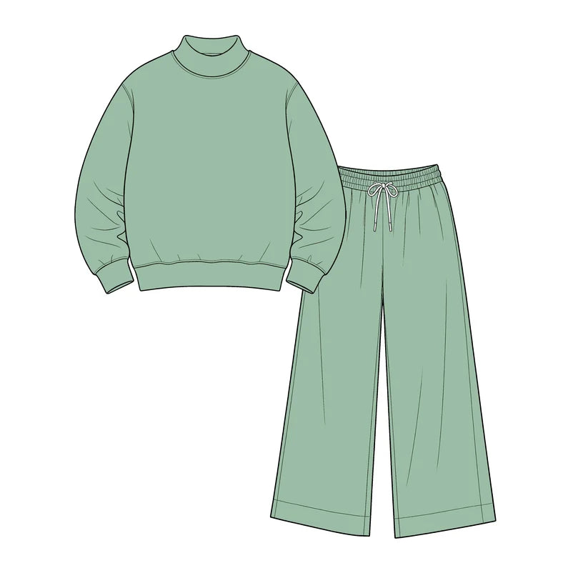 Toddle kids girl solid color spring fall design outfit