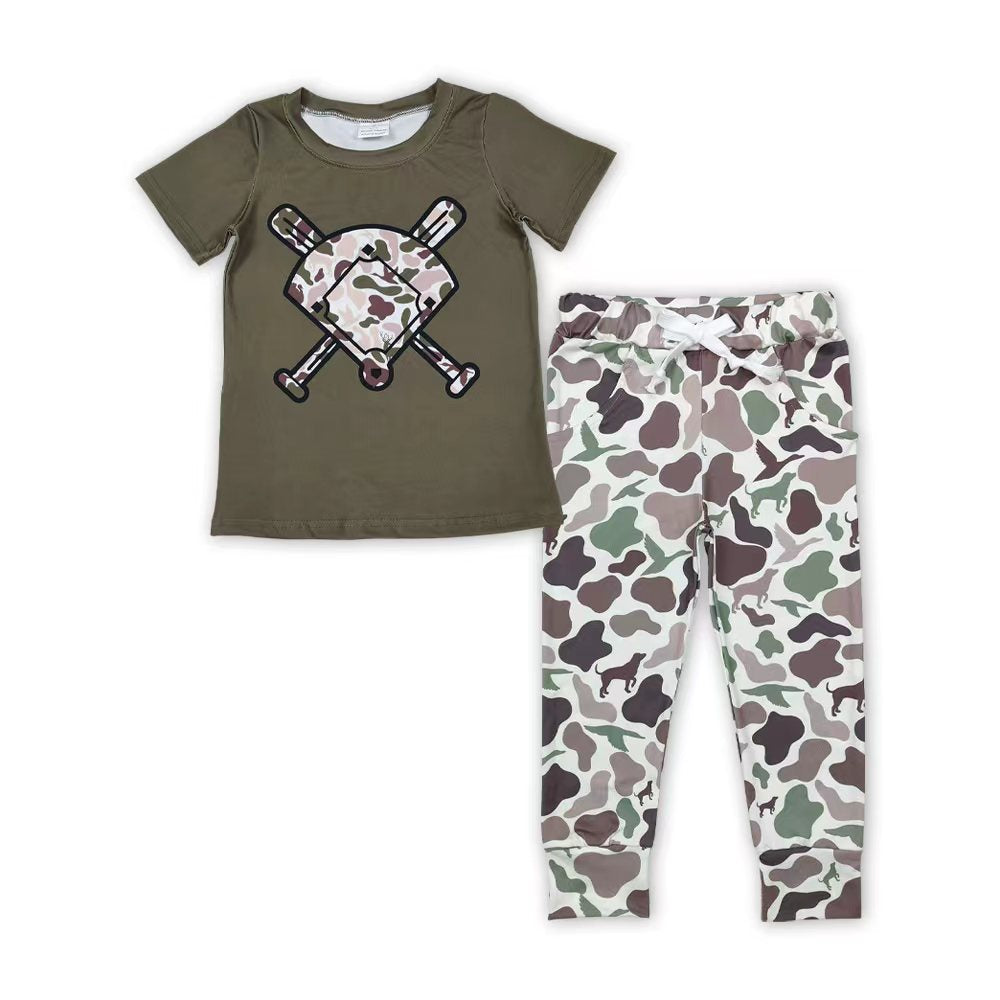 Baseball camo top matching pants kids boy outfit