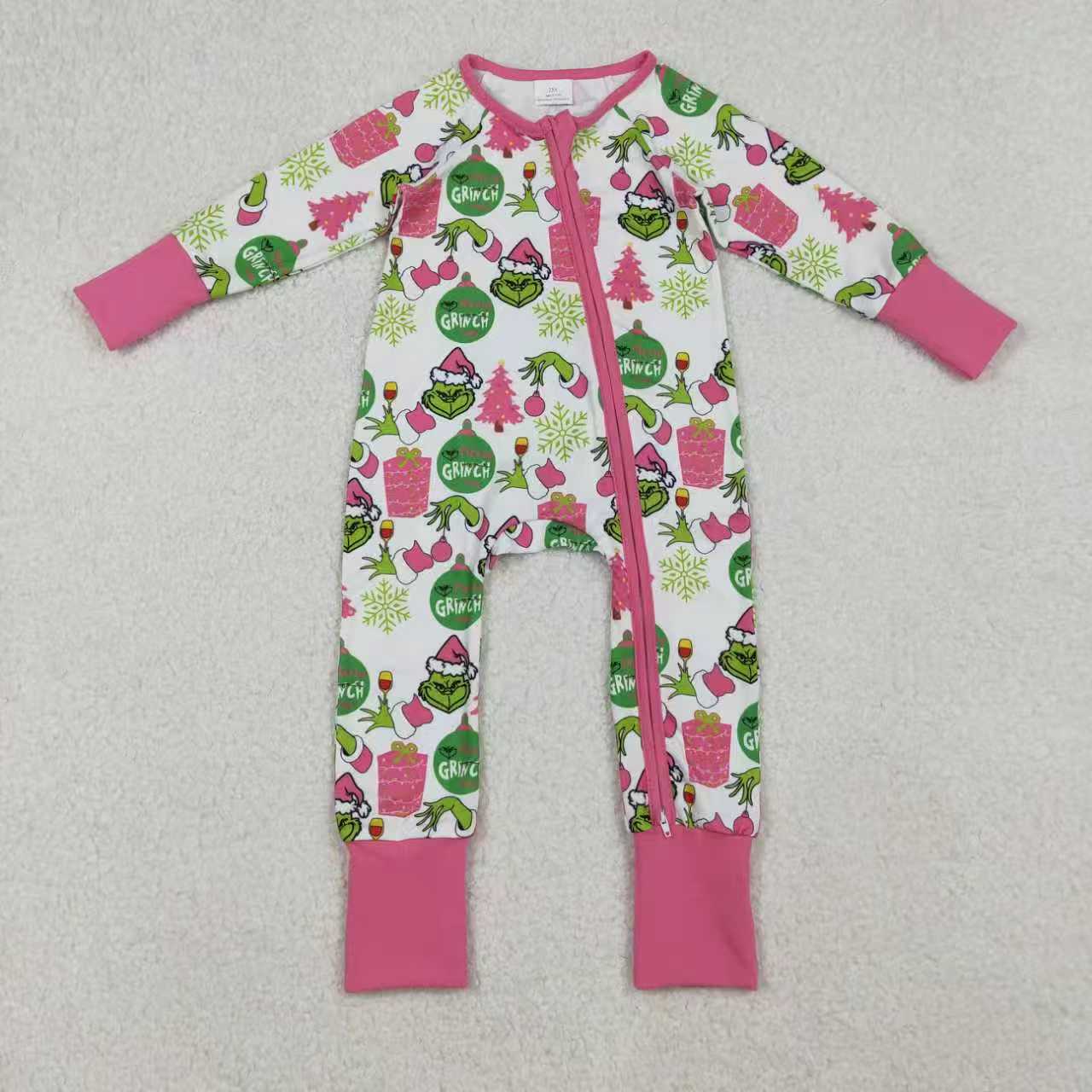 Christmas green face kids matching pajama set