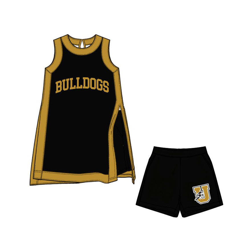 baby girls sleeveless bulldog team dress matching shorts  clothing set