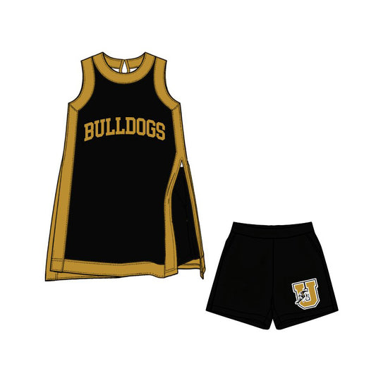 baby girls sleeveless bulldog team dress matching shorts  clothing set