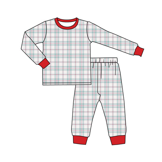 Toddle baby boy Christmas plaid long sleeve pajama set