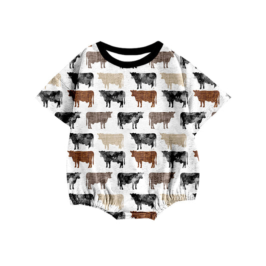 infant baby boy short sleeve farm cow romper