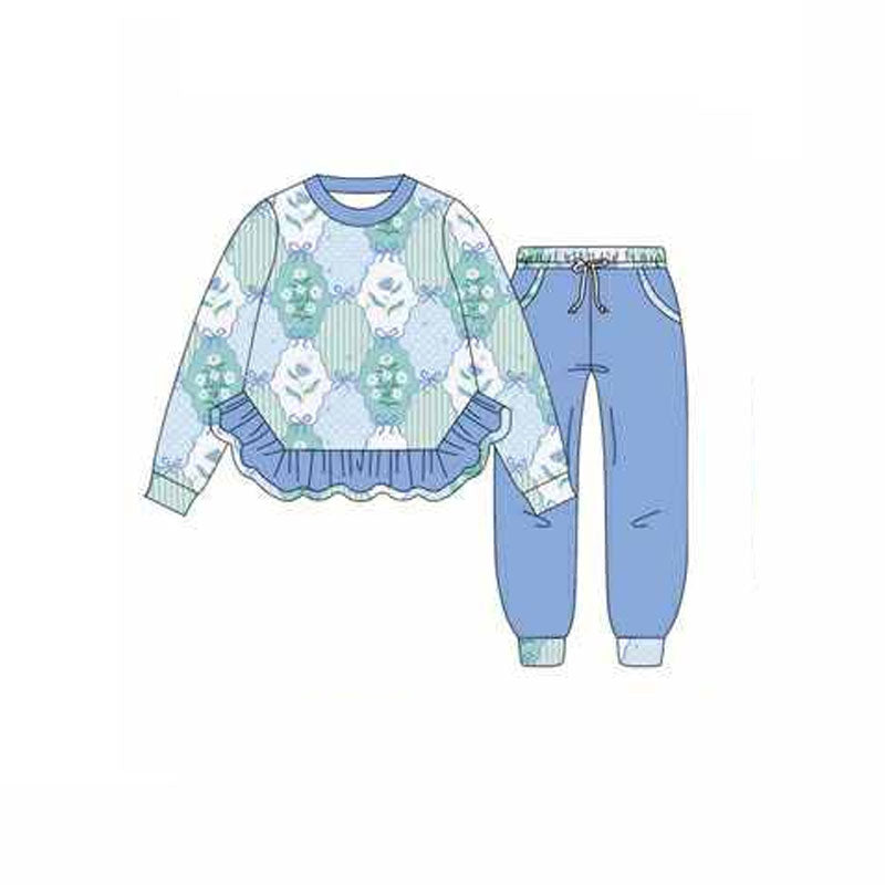 Toddle kids floral top matching pants outfit wholesale baby clothes