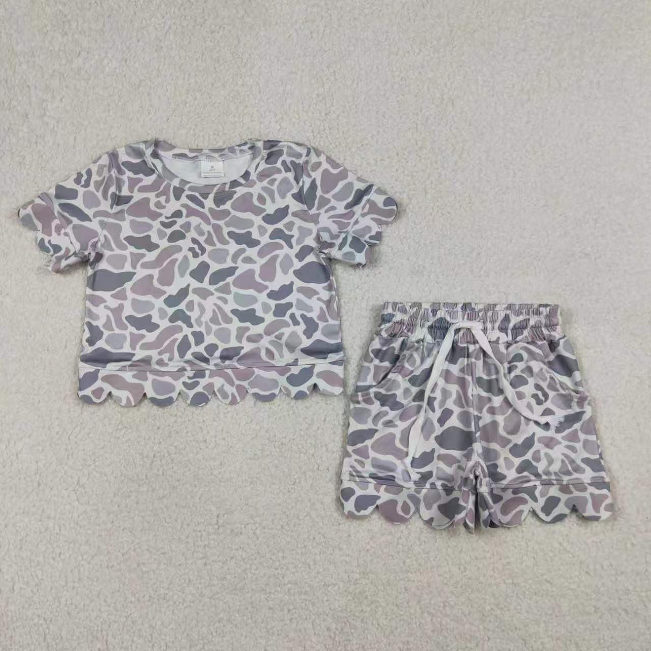 Camouflage print toddle girls summer outfit