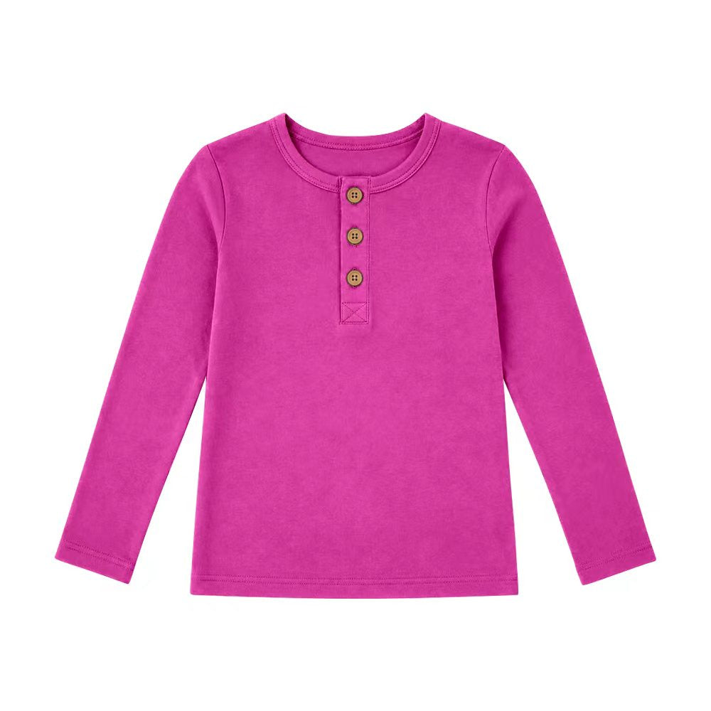 baby girls custom design long sleeve solid color cotton top