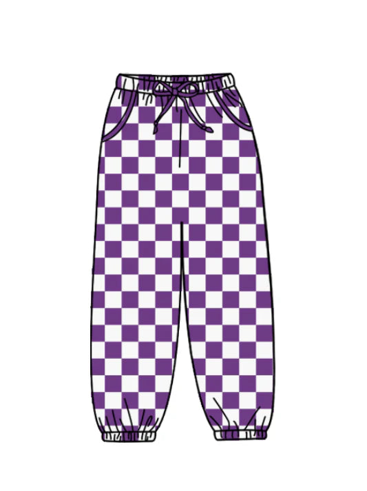Kids custom purple plaid  legging pants