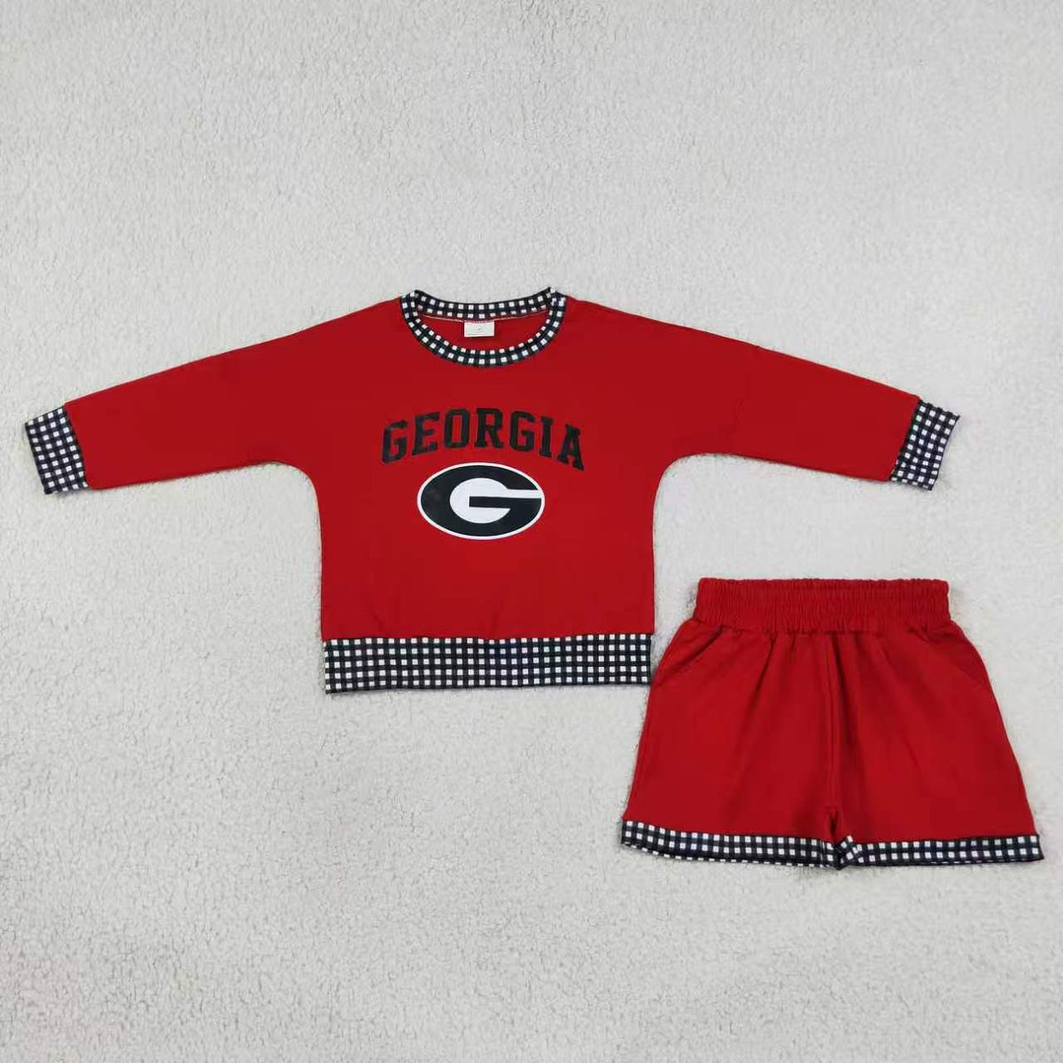 long sleeve pullover vinyl top matching shorts girls team design outfit