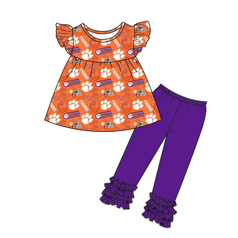 baby girls orange teams bell bottoms outfit