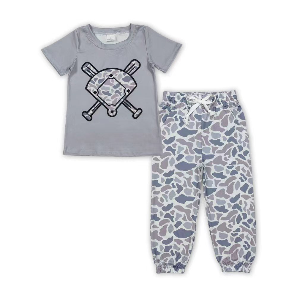 Baseball camo top matching pants kids boy outfit