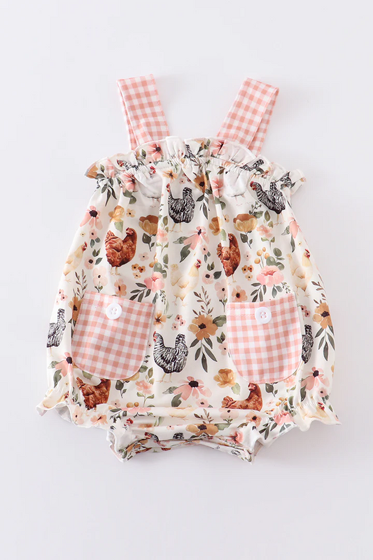 toddle girls farm animal floral romper