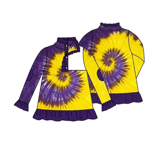 Girls purple yellow tie dye pullover