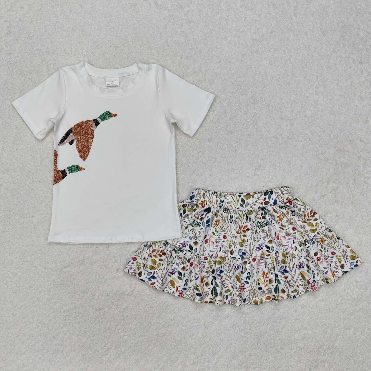 Mallard duck shirt floral dress girls summer outfit