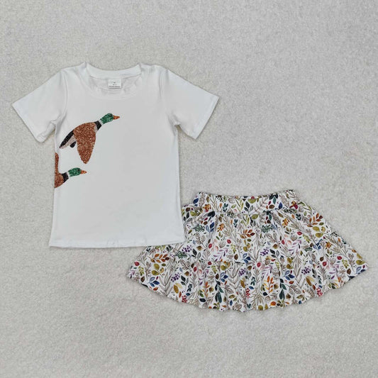 Mallard duck shirt floral dress girls summer outfit
