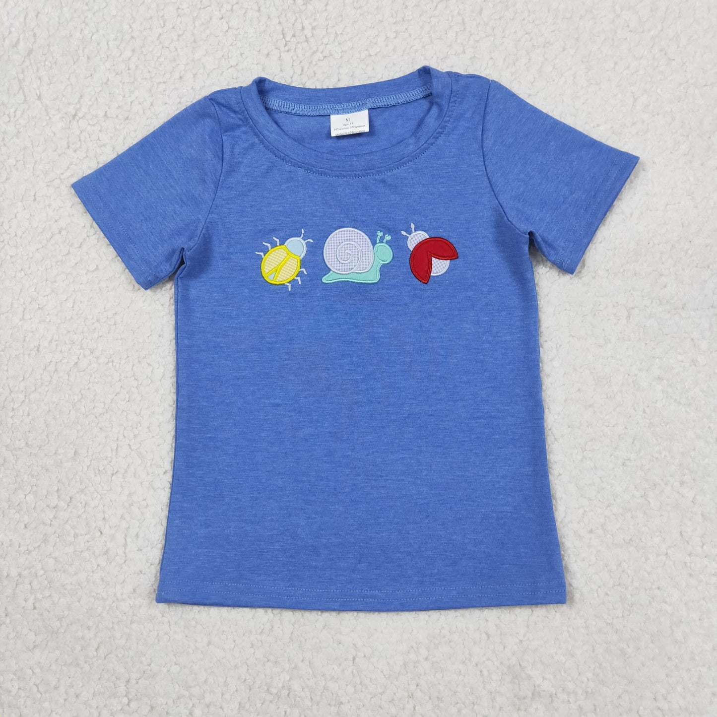 Embroidery Snail short sleeve top matching shorts girls summer outfit