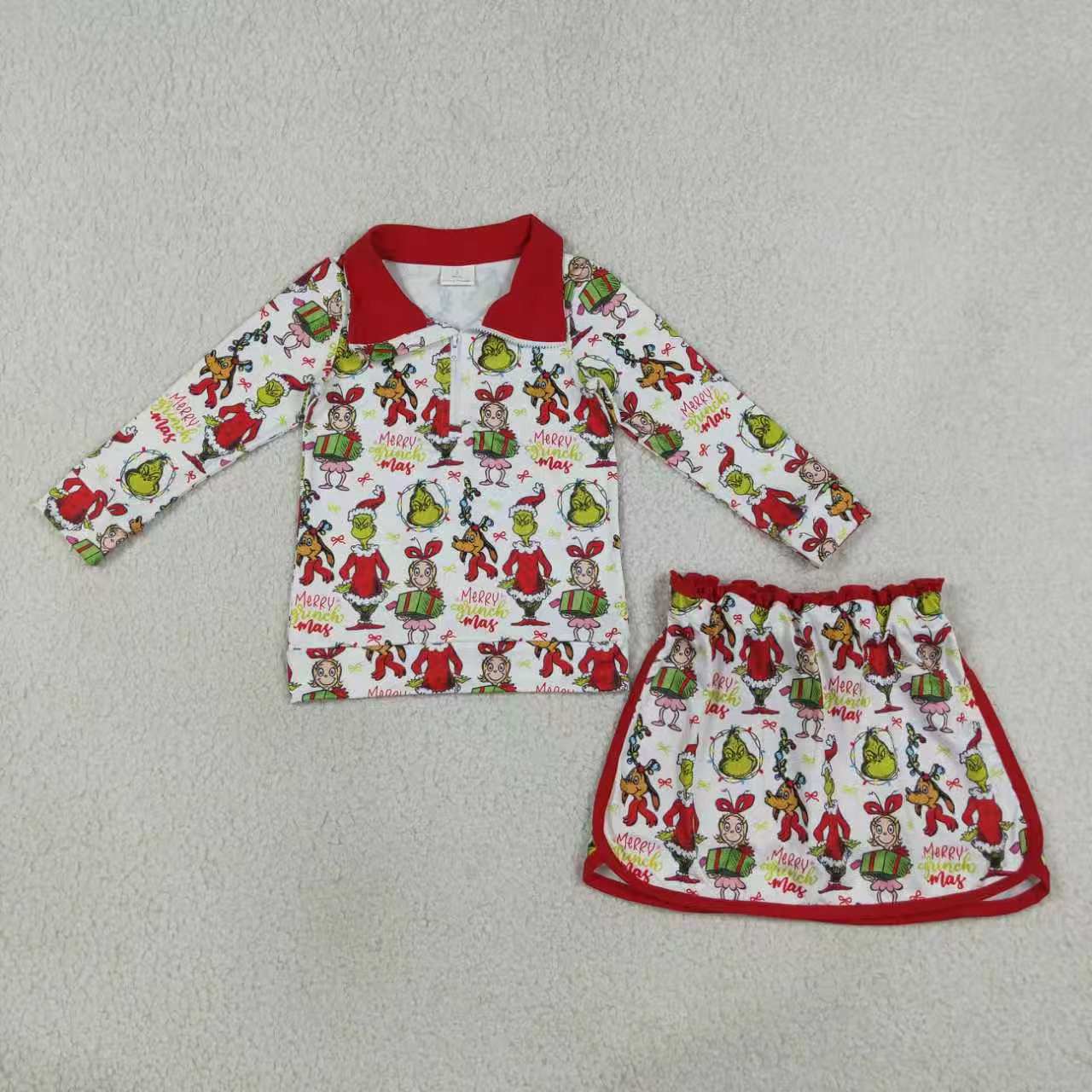 Christmas gingerbread pullover matching skort  girls long sleeve outfit