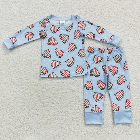 mommy and me Christmas cake print fall winter pajama set