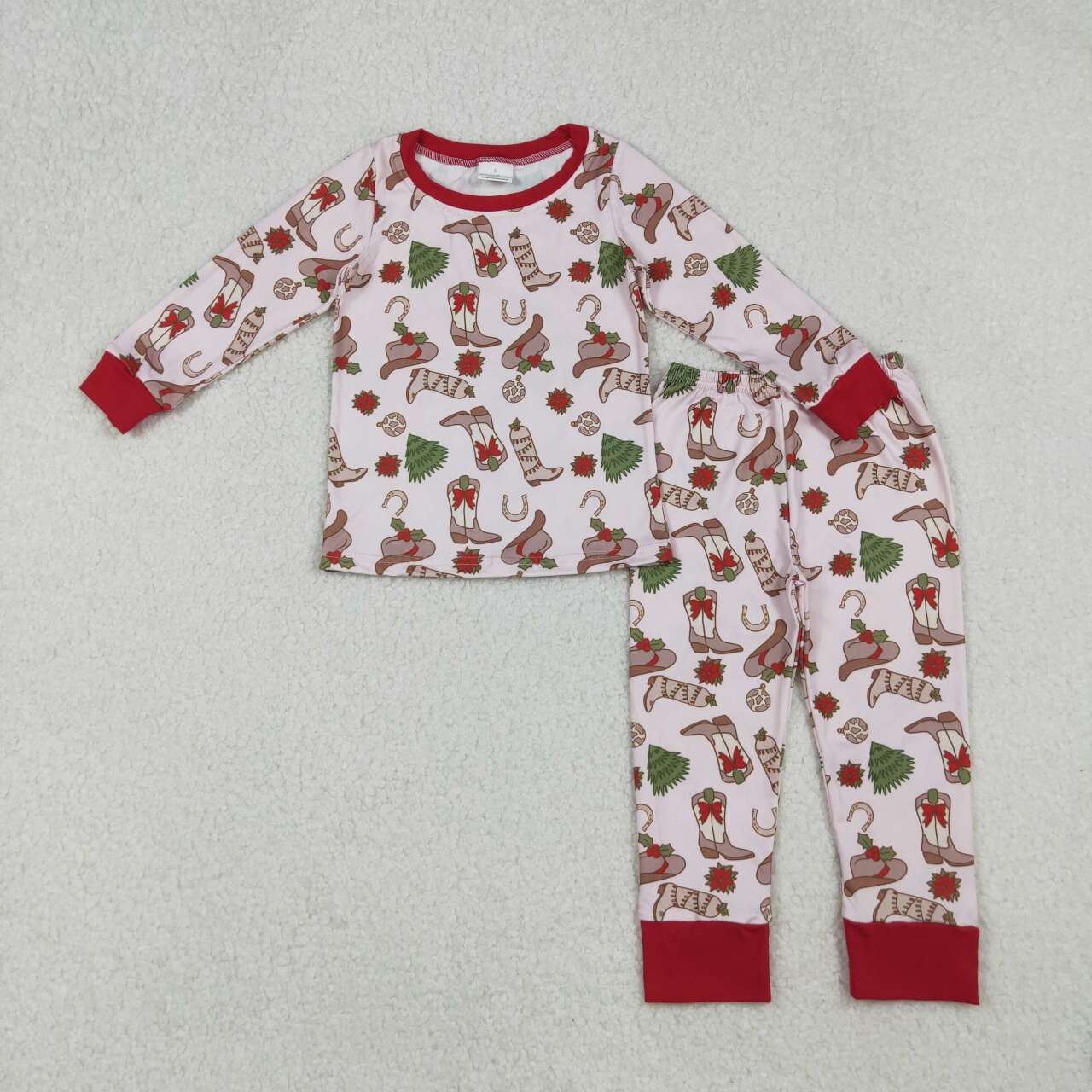 Kids western boots matching two pieces pajama set
