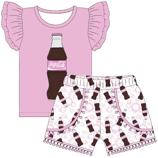 toddle girl drink design 2pcs clothing set