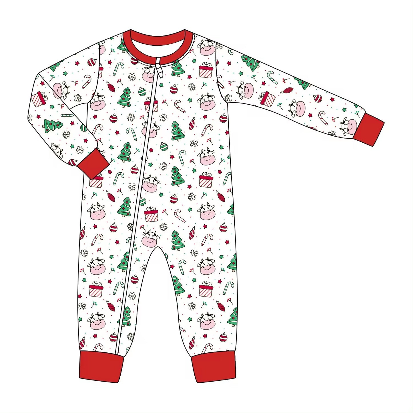 baby long sleeve christmas zip romper