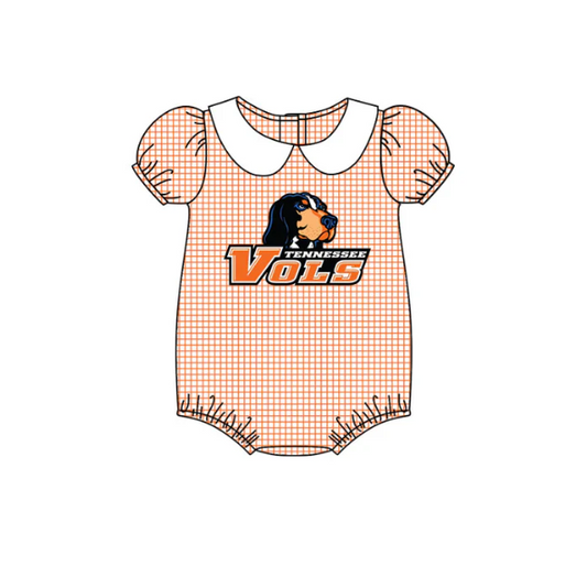 baby orange team design romper
