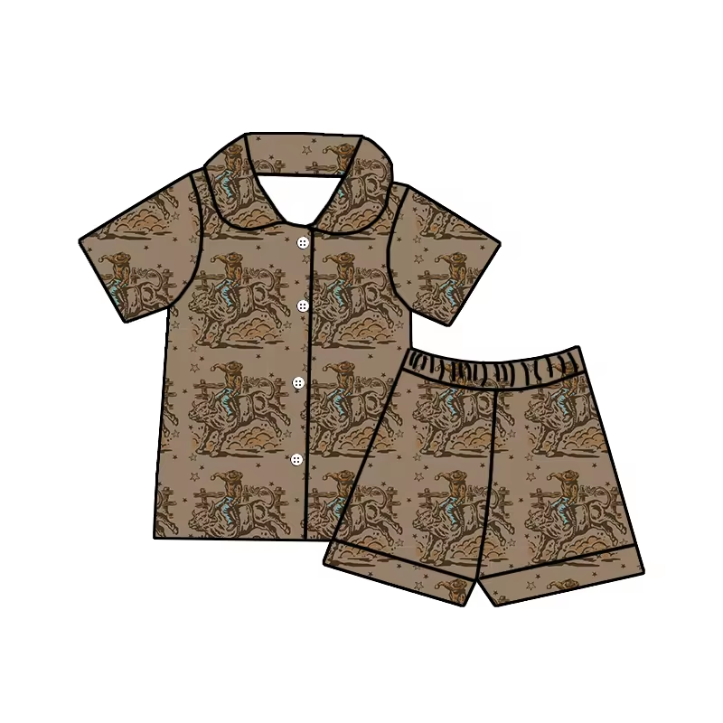 cowboy western wholesale short sleeve pajama set