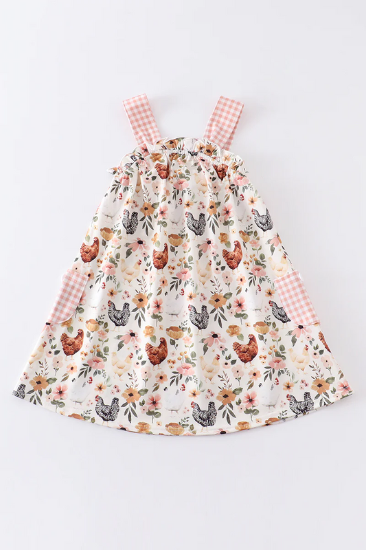 farm animal chicken floral dress