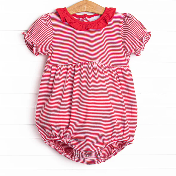 Toddle kids red stripes short sleeve romper