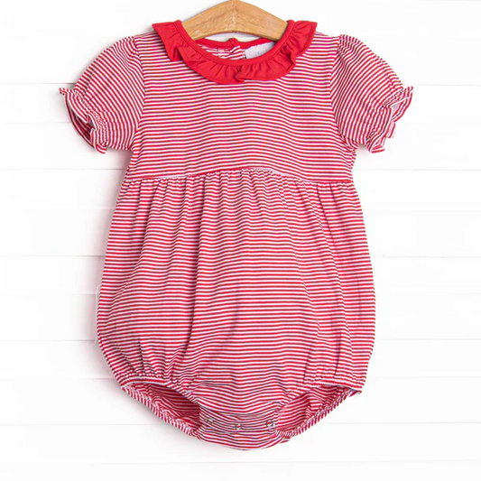 Toddle kids red stripes short sleeve romper