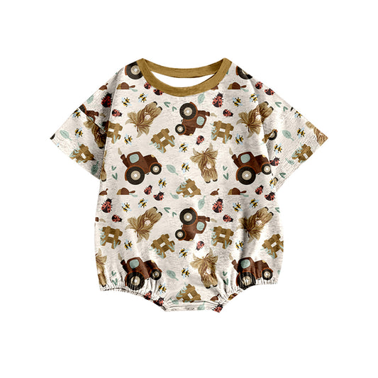 infant baby short sleeve highland cow romper