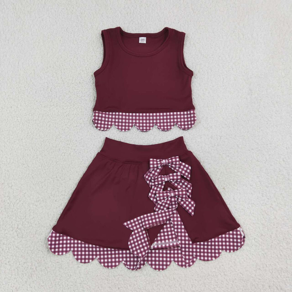 Maroon yoga tank top matching skorts girls outfit