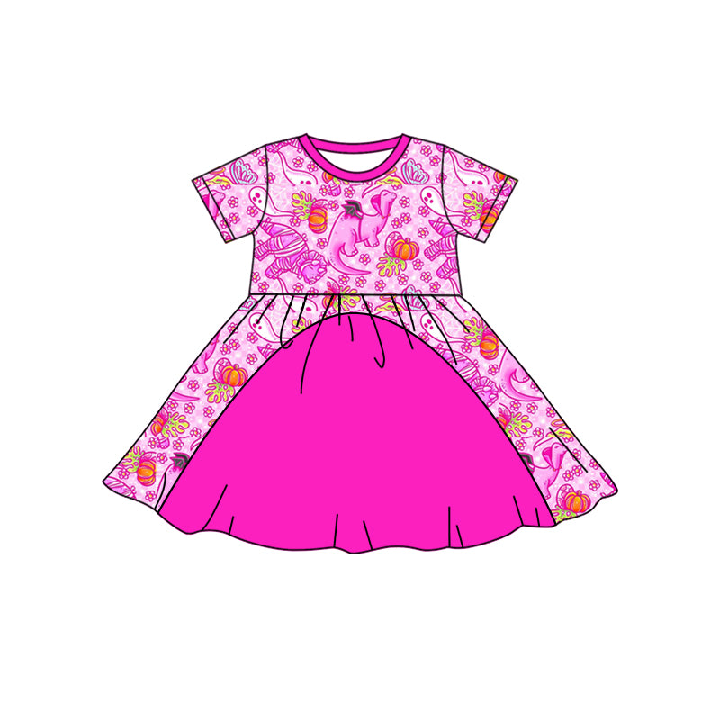 Halloween Dinosaur Pumpkin Wholesale Short Sleeve Dress
