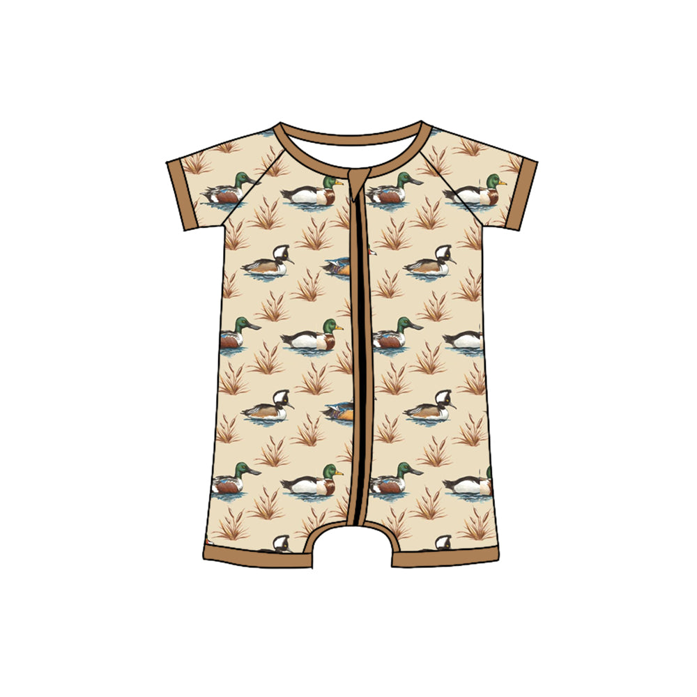 baby short sleeve mallard duck zip romper