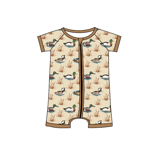 baby short sleeve mallard duck zip romper