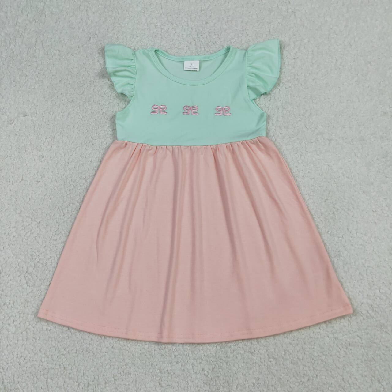 Pink bow embroidery design toddle girls dress