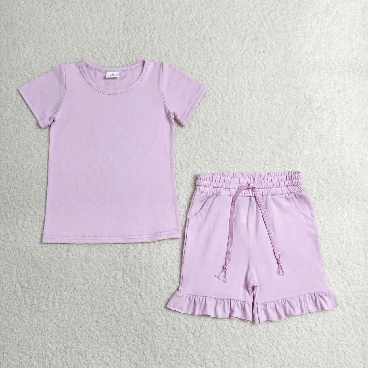Pink short sleeve top matching shorts girls summer outfit