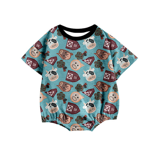 infant baby short sleeve farm cow romper