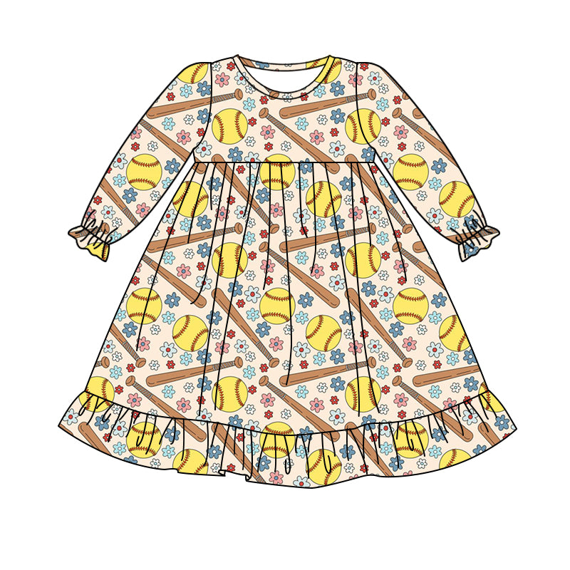 baby girls long sleeve baseball gown