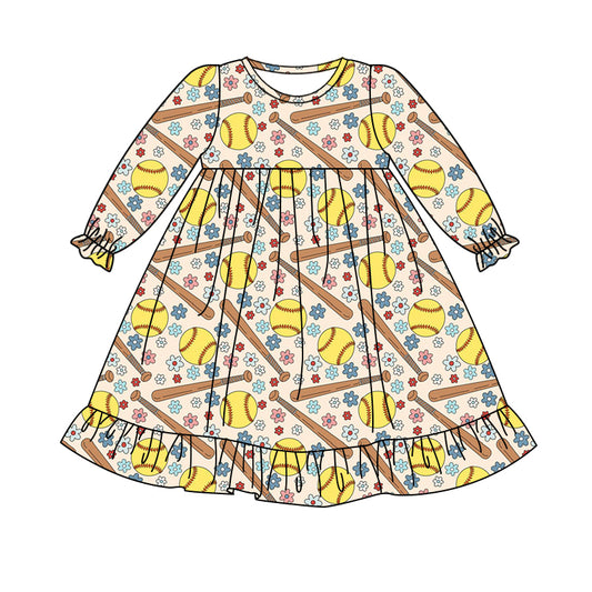 baby girls long sleeve baseball gown