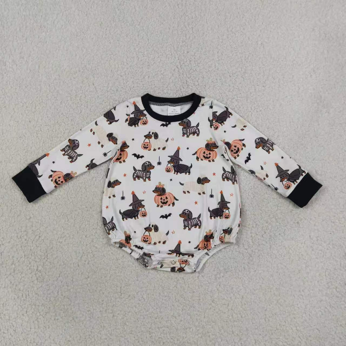 Halloween pumpkin ghost print boys long sleeve outfit